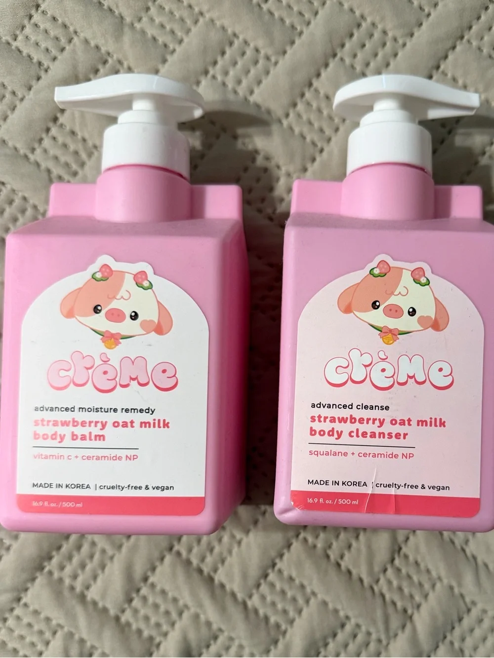 DUO. Crème Strawberry Oat Milk Pink Body Cleanser & Balm Duo